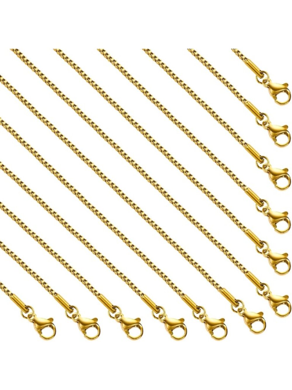 20" Adjustable Gold Stainless Steel Necklace Chain for DIY Jewelry Making Bulk